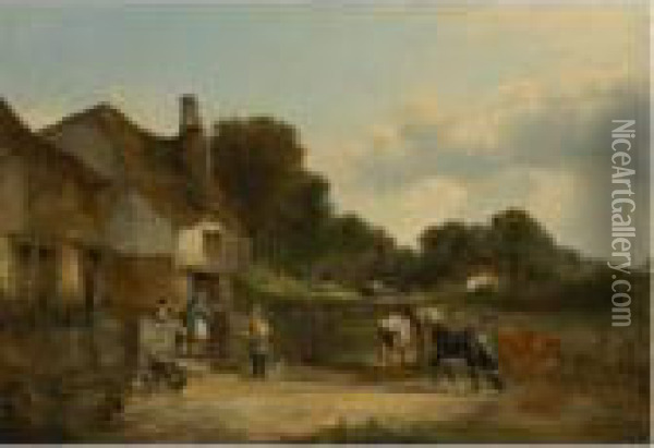 The Village Meeting Place Oil Painting - Snr William Shayer