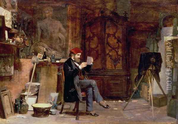 The Photographers Studio, c.1850 Oil Painting - James Dawson Watson