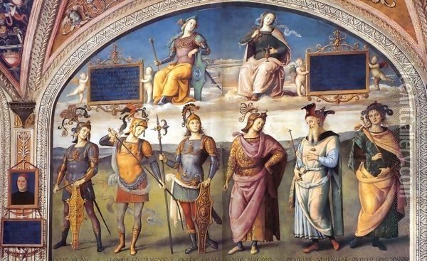 Famous Men of Antiquity (2) Oil Painting - Pietro Vannucci Perugino