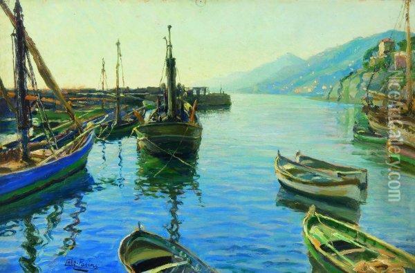Il Porto Di Camogli Oil Painting - Lazzaro Pasini