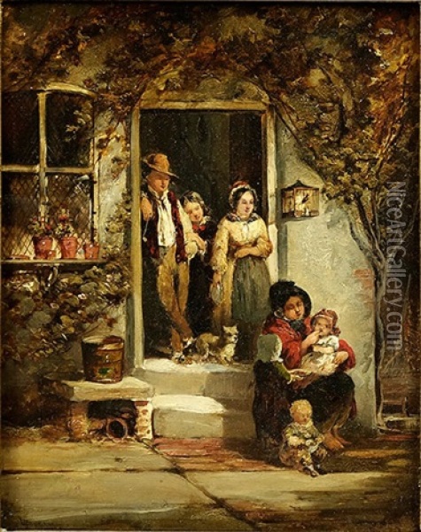 Hospitality In Humble Life Oil Painting - William Bright Morris