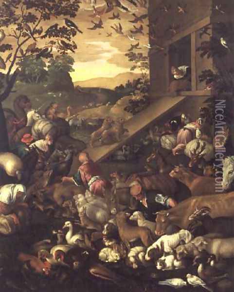 The Entrance of the Animals into the Ark Oil Painting - Jacopo Bassano (Jacopo da Ponte)