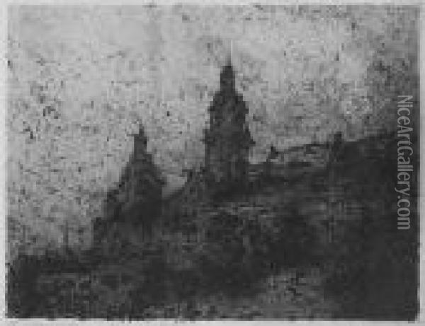 Wawel, Ok. 1909 Oil Painting - Jan Rubczak