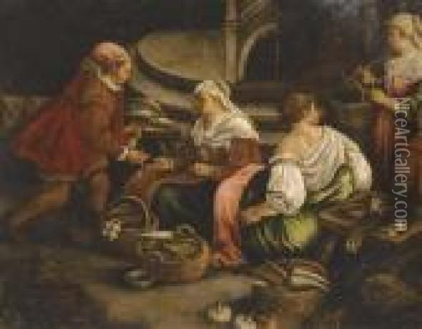 Vegetable Sellers Oil Painting - Jacopo Bassano (Jacopo da Ponte)