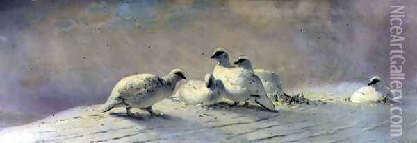 Ptarmigan - Winter, 1861 Oil Painting - Joseph Wolf