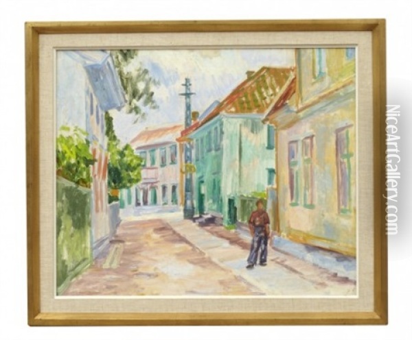 Kyrkogatan I Marstrand, Bagar Larsson Oil Painting - Birger Simonsson