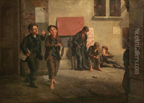 A Game Of Spinner Oil Painting - William Gibbs Mackenzie