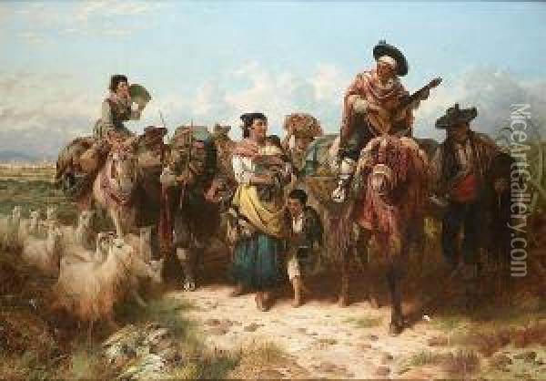 The Return From Market Oil Painting - Robert Kemm