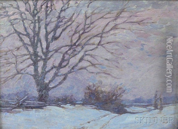 Twilight Landscape With Snow Oil Painting - Thomas Watson Ball