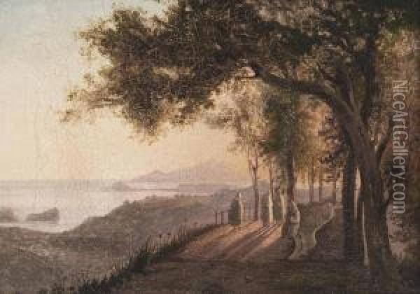 Monks At Dusk Before Pozzuoli Oil Painting - Anthonie Sminck Pitloo