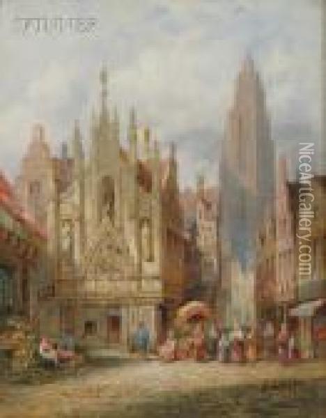 Market, Brunswick, Germany Oil Painting - Henry Thomas Schafer