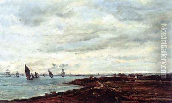 The Banks of the Thames at Eames Oil Painting - Charles-Francois Daubigny