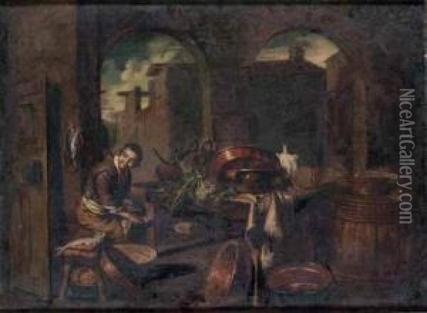 Interno Di Cucina Oil Painting - Giovanni Domenico Valentino