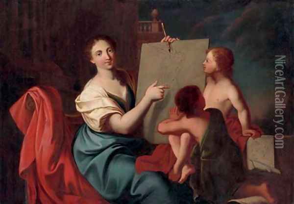 An Allegory of Drawing Oil Painting - French School