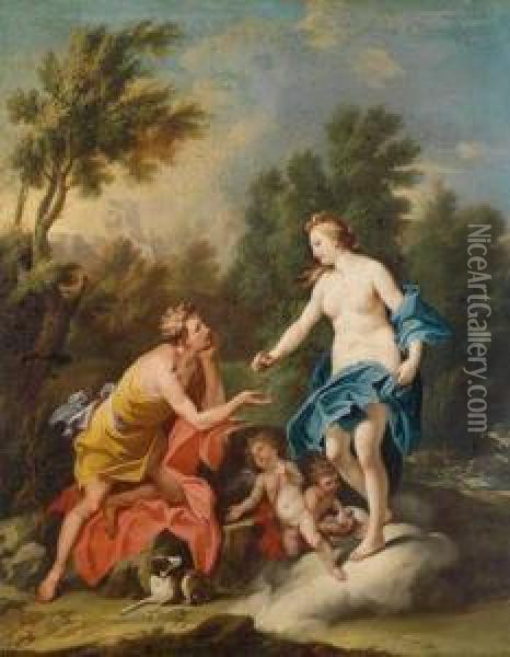 Aphrodite Reicht Hippomenes Die Drei Apfel Oil Painting - Jacopo (Giacomo) Amigoni