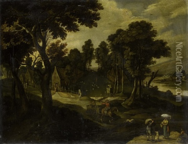 Landschaft Mit Figurenstaffage Oil Painting - Mattheus Bril the Younger