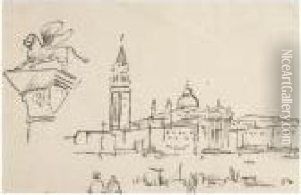 San Giorgio Maggiore From St Mark's Square Oil Painting - George Leslie Hunter