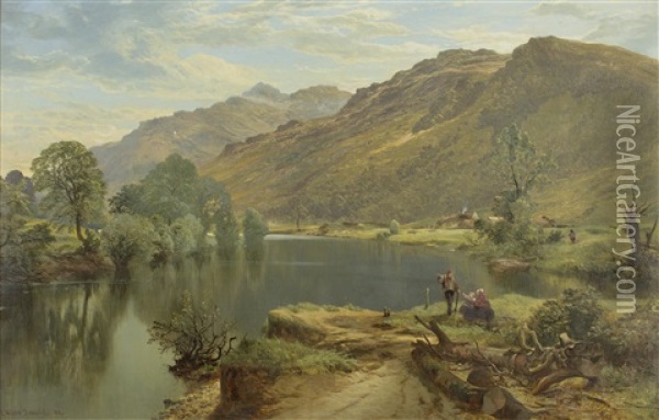 The Head Of Loch Lomond, Looking To Ben Vorlich Oil Painting - John Milne Donald