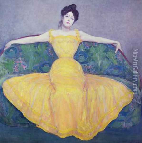 Lady in a Yellow Dress Oil Painting - Max Kurzweil