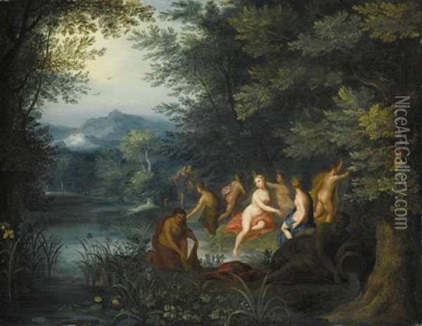 Diana And Her Nymphs Surprised By Acteon Oil Painting - Hendrik van Balen the Elder