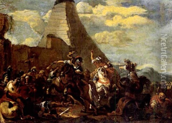 Turkenschlacht Vor Pyramide Oil Painting - Christian Ludwig von Loewenstern
