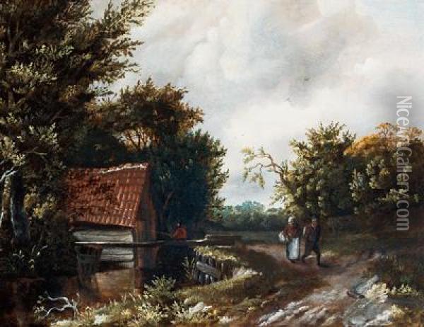 Viandanti Lungo Il Fiume Oil Painting - Jacob Van Ruisdael