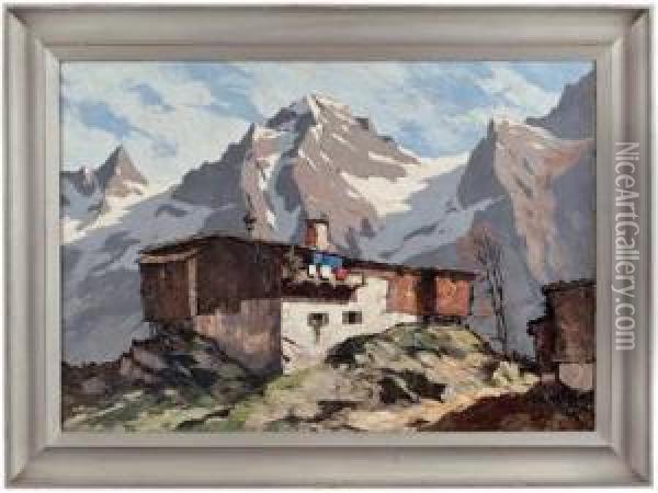 Berghof Oil Painting - Alois Pfund
