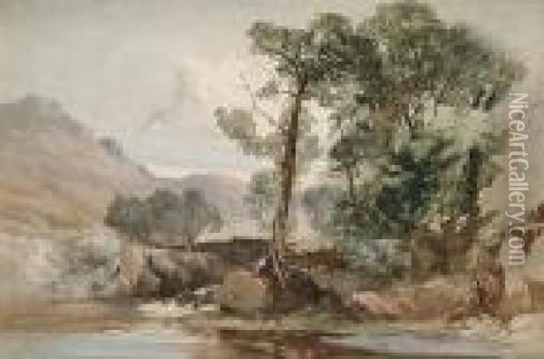 River Landscape Oil Painting - William James Muller
