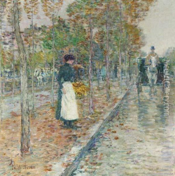 Autumn Boulevard, Paris Oil Painting - Frederick Childe Hassam
