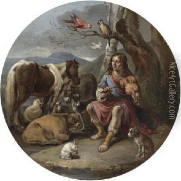 Orpheus Charming The Animals Oil Painting - Pieter Van Laer (BAMBOCCIO)