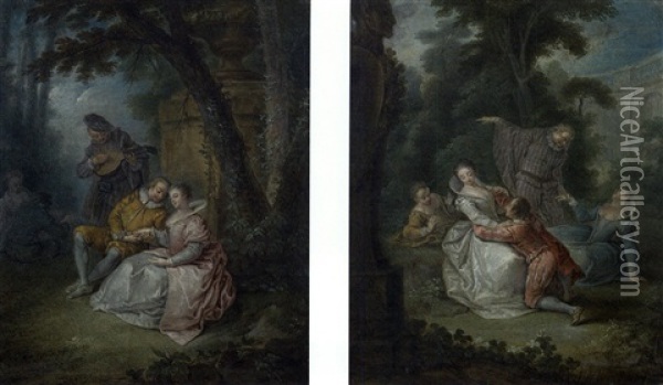 Scene Galante Dans Un Parc (+ Similar; Pair) Oil Painting - Francois Eisen