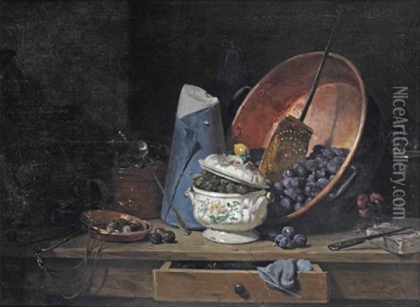 Les Prunes Oil Painting - Philippe Rousseau