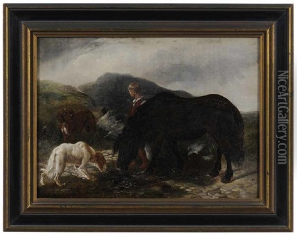 A Highland Burn Oil Painting - George William Horlor
