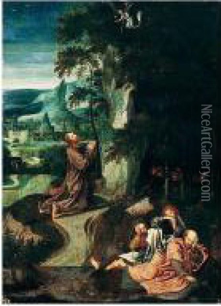 The Agony In The Garden Oil Painting - Adriaen Isenbrandt (Ysenbrandt)