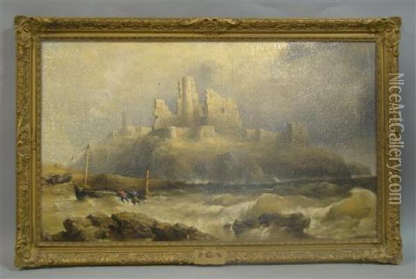 Castle Ruin And Storm - Saint Michael's Mount, Cornwall Oil Painting - James Webb