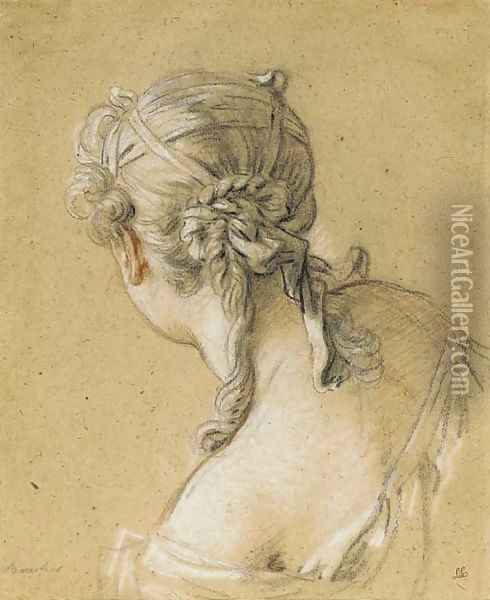 Head of a woman seen from behind Oil Painting - Francois Boucher
