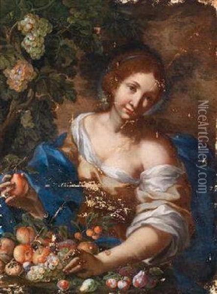 Junge Frau Mit Fruchtekorb Oil Painting - Abraham Brueghel
