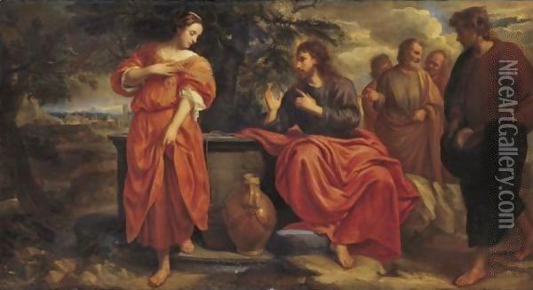 Christ And The Samaritan Woman At The Well Oil Painting - Jacob van, the Younger Oost