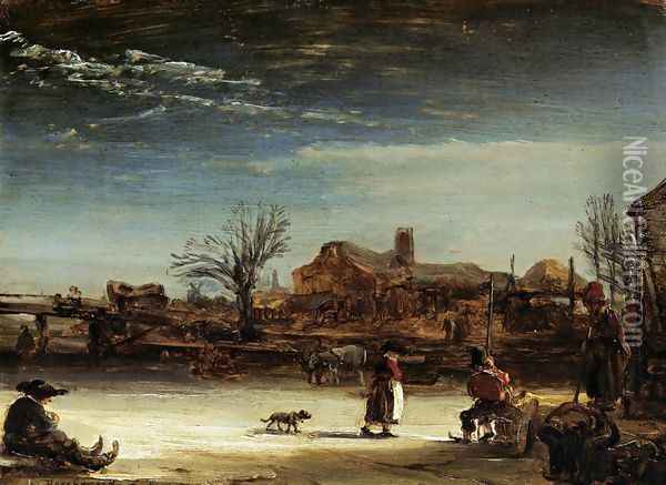Winter Landscape 1646 Oil Painting - Rembrandt Van Rijn
