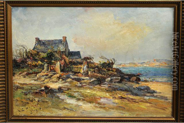 Chaumiere En Bord De Mer En Bretagne Oil Painting - Emile Noirot