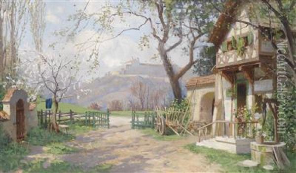A Farmhouse Atsunshine Oil Painting - Antonio, Anton Brioschi
