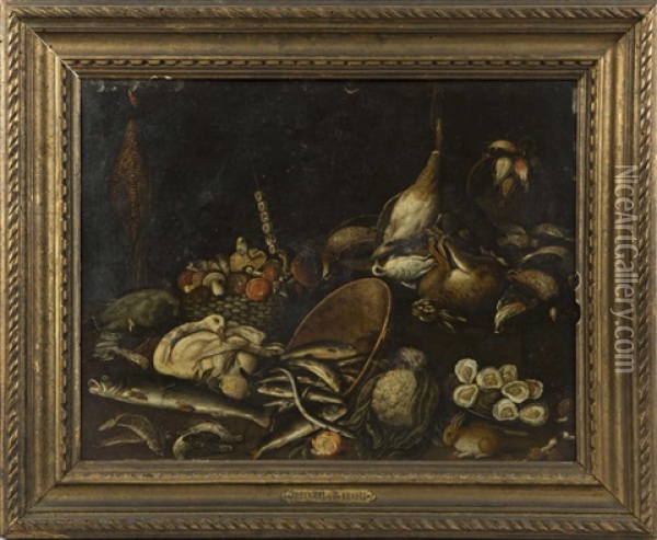 Nature Morte Aux Poissons Et Gibier Oil Painting - Jan van Kessel the Younger