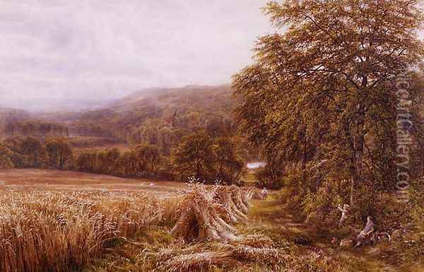 Harvest Time on the Dart Oil Painting - Edmund George Warren