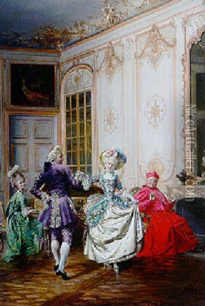 Les Receptions Du Cardinal Oil Painting - Francois Brunery