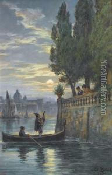 Nachtliches Liebeslied In Venedig Oil Painting - Johann Zahnd