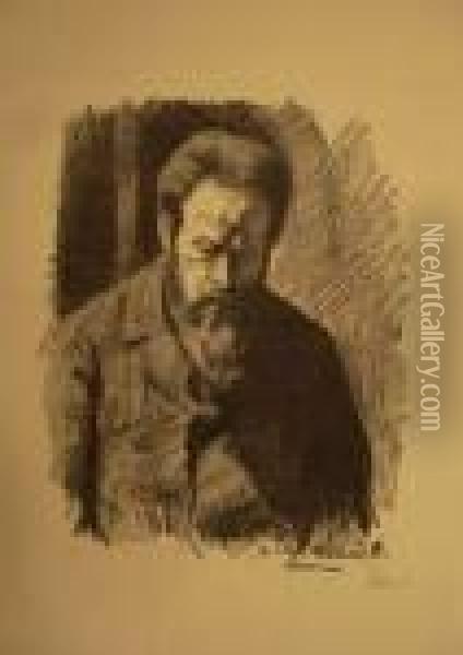 [portrait D'edouard Vuillard]. Vers 1900. Oil Painting - Maximilien Luce