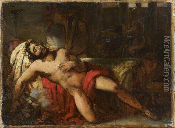 La Mort (ou Le Songe ?) D'un Heros Antique Oil Painting - Francois - Joseph Heim