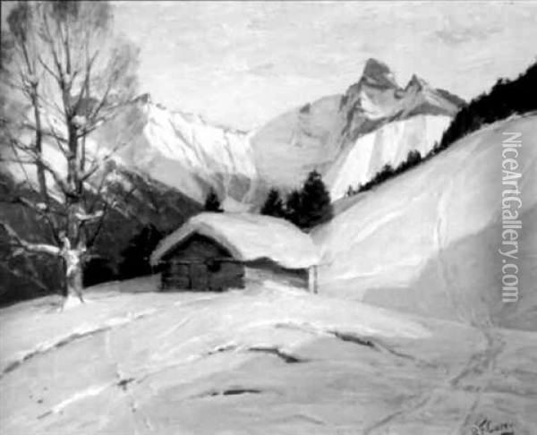 Sonniger Wintertag In Den Alpen Oil Painting - Robert Franz Curry