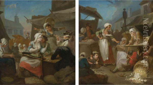 Country Market Scene Oil Painting - Jean Baptiste (or Joseph) Charpentier