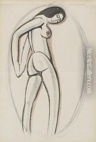 Turning Nude Oil Painting - Eric Gill